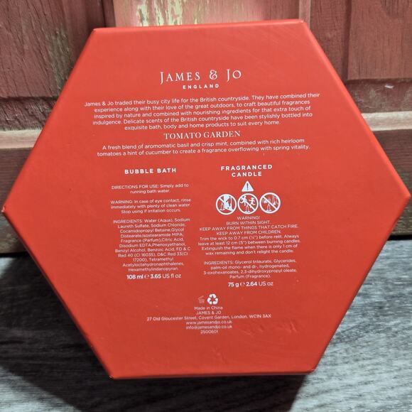 NEW James & Jo England Tomato Garden Duo Bubble Bath & Scented Candle Gift Set - Picture 15 of 16